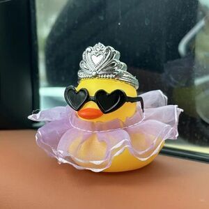 Cute Duck Design Dashboard Ornament with Glasses & Tiara and Purple Skirt